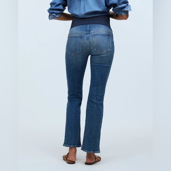 Madewell Petite Maternity Over-the-Belly Kick Out Crop Jeans Oneida Wash NWT 25P - Picture 3 of 9